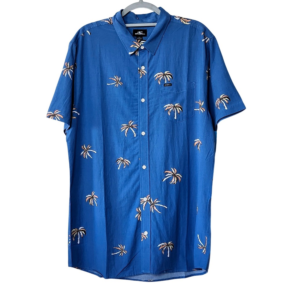NEW O'NEILL TROPICAL PALM TREES‎ BUTTON FRONT SHIRT MENS XL STANDARD FIT